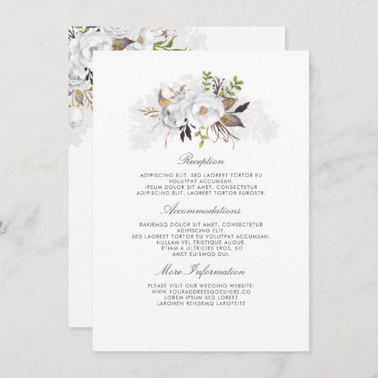 ホワイトフローラ結婚ズインフォメーションゲスト エンクロージャーカード (正面/裏面)