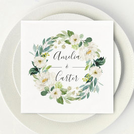 ホワイトフローラ結婚リースズペーパーナプキン スタンダードカクテルナプキン