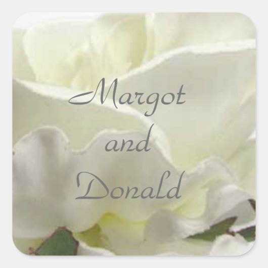 ホワイトフローラ結婚封筒用シールテンプレート スクエアシール (正面)