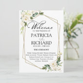 ホワイトフローラ結婚式プログラムカード 招待状 (スタンド正面)
