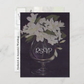 ホワイトフローラ結婚式招待状RSVPと写真 インビテーションポストカード (正面/裏面)