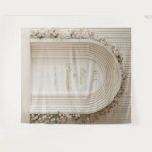 ホワイトフローラ結婚Archフォトブース背景 タペストリー (正面(横))