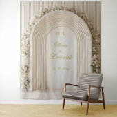 ホワイトフローラ結婚Archフォトブース背景 タペストリー (インサイチュ)