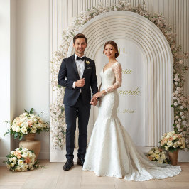 ホワイトフローラ結婚Archフォトブース背景 タペストリー