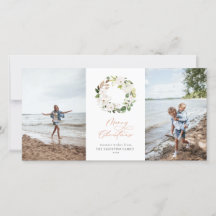 ホワイトフローラ緑リースクリスマスフォト