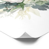 ホワイトフローラ緑色水彩画ポスター ポスター (角)