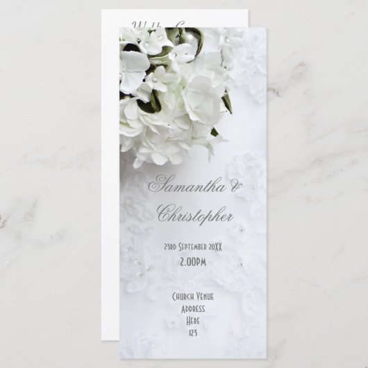 ホワイトフローラ花嫁ブーケ教会の結婚式プログラム プログラム (正面/裏面)