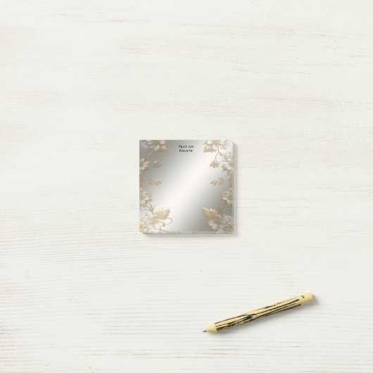ホワイトフローラ華美金ゴールドの投稿に関する注意 ポストイット (デスク上)