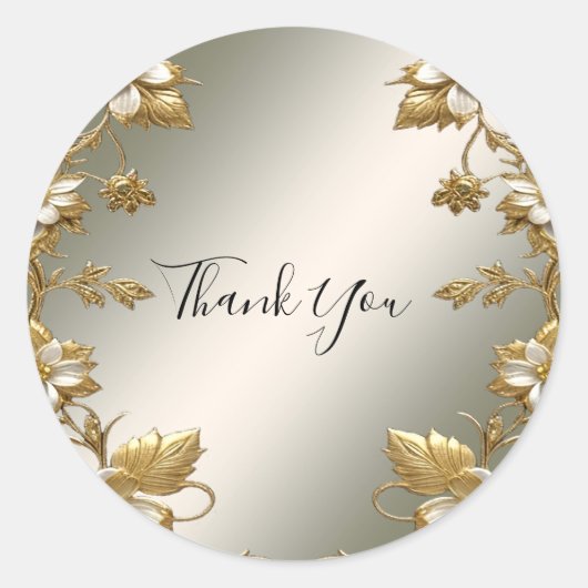 ホワイトフローラ華美金ゴールドシ結婚ール ラウンドシール (正面)