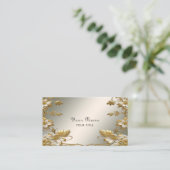 ホワイトフローラ華美金ゴールド名刺 名刺 (スタンド正面)