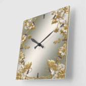 ホワイトフローラ華美金ゴールド壁時計 スクエア壁時計 (傾斜)