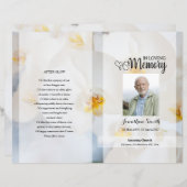 ホワイトフローラ葬儀プログラムテンプレート (正面/裏面)
