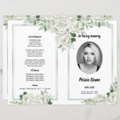 ホワイトフローラ葬儀プログラムテンプレート (正面/裏面)