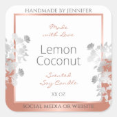 ホワイトフローラ製品パッケージラベルバラ金ゴールド スクエアシール (正面)