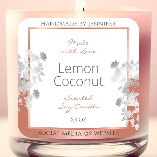 ホワイトフローラ製品パッケージラベルバラ金ゴールド スクエアシール