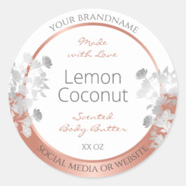 ホワイトフローラ製品パッケージラベルバラ金ゴールド ラウンドシール