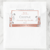 ホワイトフローラ製品パッケージラベルバラ金ゴールド 長方形シール (バッグ)