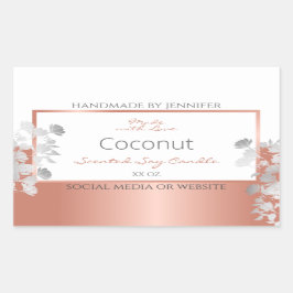 ホワイトフローラ製品パッケージラベルバラ金ゴールド 長方形シール