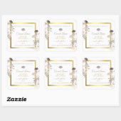 ホワイトフローラ製品パッケージングラベル金ゴールドフレーム スクエアシール (シート)