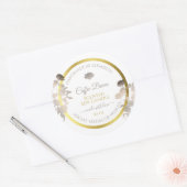 ホワイトフローラ製品パッケージングラベル金ゴールドフレーム ラウンドシール (封筒)