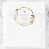 ホワイトフローラ製品パッケージングラベル金ゴールドフレーム ラウンドシール (バッグ)