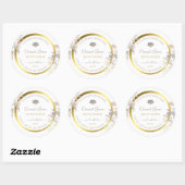 ホワイトフローラ製品パッケージングラベル金ゴールドフレーム ラウンドシール (シート)