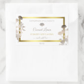 ホワイトフローラ製品パッケージングラベル金ゴールドフレーム 長方形シール (バッグ)