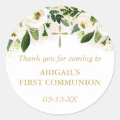 ホワイトフローラ金ゴールドクロス宗教 ラウンドシール (正面)