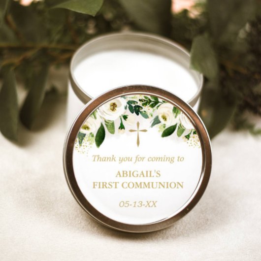 ホワイトフローラ金ゴールドクロス宗教 ラウンドシール