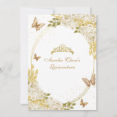 ホワイトフローラ金ゴールドティアラバタフライミーキンセアニラ 招待状 (裏面)