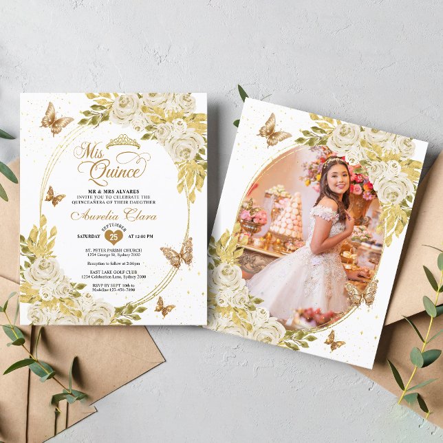 ホワイトフローラ金ゴールドバタフライフォトキンセアニラ (クリエイターアップロード済み)