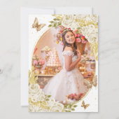 ホワイトフローラ金ゴールドバタフライフォトキンセアニラ 招待状 (裏面)