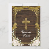 ホワイトフローラ金ゴールドフィエスタガールバプテスマ《キリスト教》洗礼式や命名式 招待状 (裏面)