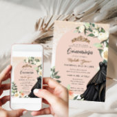 ホワイトフローラ金ゴールドブラックドレスキンセアニェラ誕生日 招待状