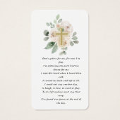 ホワイトフローラ金ゴールド写真葬式祈りの言葉カード (裏面)