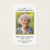 ホワイトフローラ金ゴールド写真葬式祈りの言葉カード (正面)