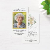 ホワイトフローラ金ゴールド写真葬式祈りの言葉カード (デスク)