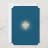 ホワイトフローラ金ゴールド幾何学的クロスボーイバプテスマ 招待状 (裏面)