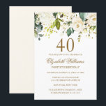 ホワイトフローラ金ゴールド紙吹雪40th Birthday 招待状<br><div class="desc">リトルモダンベイリー店でフローラ誕生日招待状をもっと！</div>