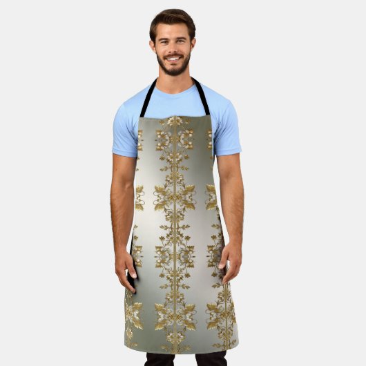 ホワイトフローラ金ゴールド華美エプロン エプロン (着用した状態)