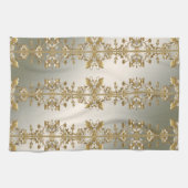 ホワイトフローラ金ゴールド華美キッチンタオル キッチンタオル (横)