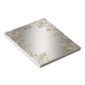 ホワイトフローラ金ゴールド華美メモ帳 ノートパッド (アングル)