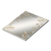 ホワイトフローラ金ゴールド華美メモ帳 ノートパッド (回転)