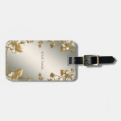 ホワイトフローラ金ゴールド華美ラゲージタグ ラゲッジタグ (正面横)
