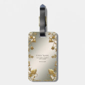 ホワイトフローラ金ゴールド華美ラゲージタグ ラゲッジタグ (裏面縦)