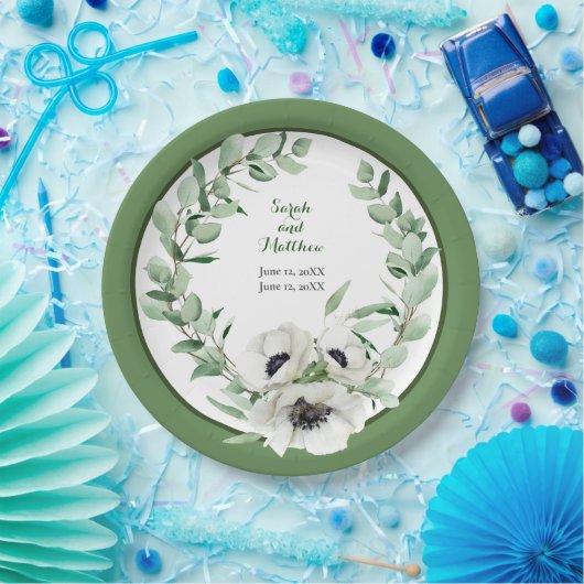 ホワイトフローラ20結婚周年記念紙プレート ペーパープレート (パーティー)