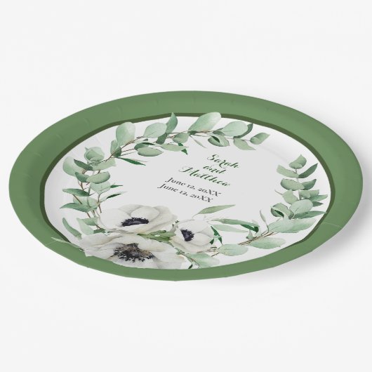 ホワイトフローラ20結婚周年記念紙プレート ペーパープレート (アングル)