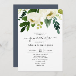 ホワイトフローラ&グリーナリーウォーターカラーキンセアニラ 招待状