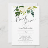 ホワイトフローラ&グリーンリーウォーターブライダルシャワー 招待状 (正面)