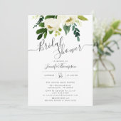 ホワイトフローラ&グリーンリーウォーターブライダルシャワー 招待状 (スタンド正面)